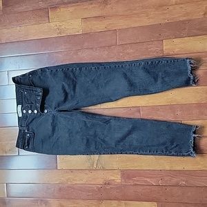 Black, size 8/29 Abercrombie and Fich button-up frayed hem jeans.